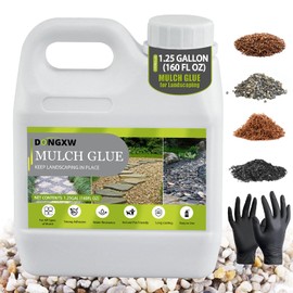 Mulch Glue for Landscaping 1.25 Gallon, Long-Lasting Rock Glue Gravel Binder, Strong Rubber Mulch Stabilizer Landscape Mulch Anchor for Pea Gravel, Max Concentrated Stones Lock Adhesive