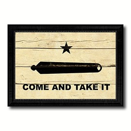 SpotColorArt Revolution Come and Take It Military Vintage Flag Canvas Print Home Decor Wall Art Gifts Signs Cards, Black Frame, 19"x27"