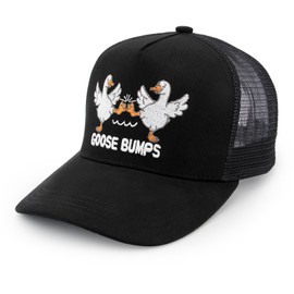 Embroidered Goose Bumps Trucker Hats Silly Goose Funny Goosebumps Humorous Pun Mesh Adjustable Cap for Men Women Goose Animal Lover