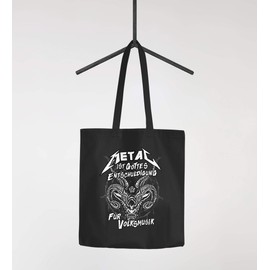 Moonworks® Jute Bag Metal ist Gottes Entschuldigung für Volksmusik Devil Devil Pentagram Black 2 Long Handles
