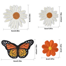 16 x iron-on appliqués for adults, flower appliqués for sewing, children's iron-on patches, butterfly pattern, embroidery patch for girls, boys, iron-on patches for jeans