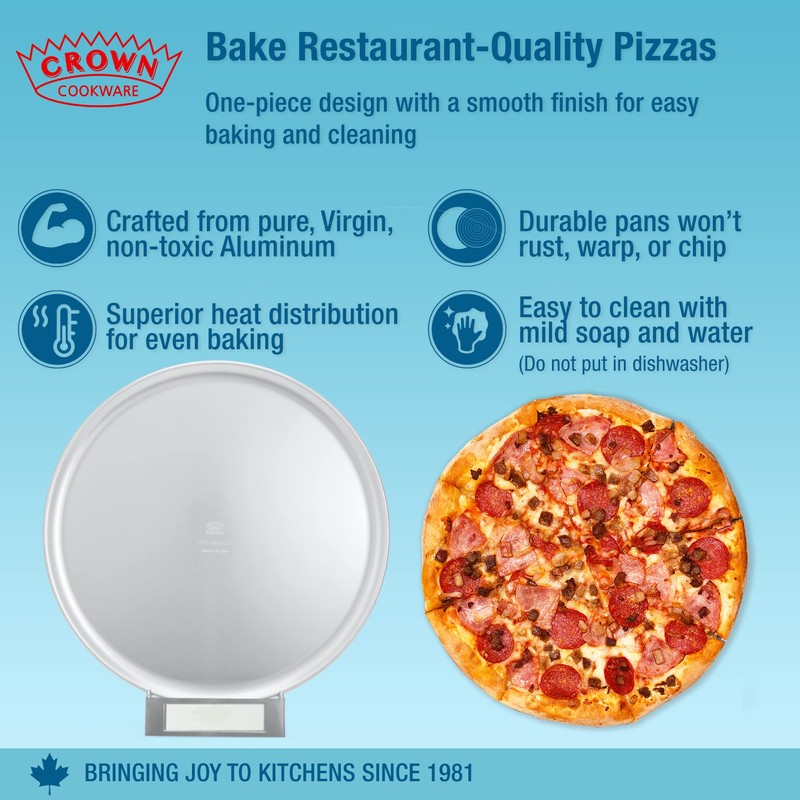 Crown Pizza Pan 8 inch, 2 Pack, Sturdy, Rust Free,