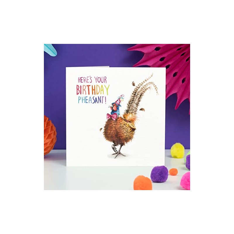 Funny Here’s Your Pheasant Birthday Card – Hand Painted and