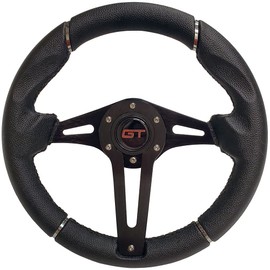 GT Black 12.5 Inch Golf Cart Steering Wheel with Horn Button For Golf Cart Club Car DS & Precedent, EZGO TXT RXV Yamaha, Racing Style