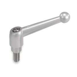 Kipp 06430-2A41X30 Zinc/Steel Adjustable Handle with 3/8-16" External Thread, Classic Ball Style, Inch, Black Satin Powder-Coated Finish, Steel Components, Size 2, 30 mm Screw Length