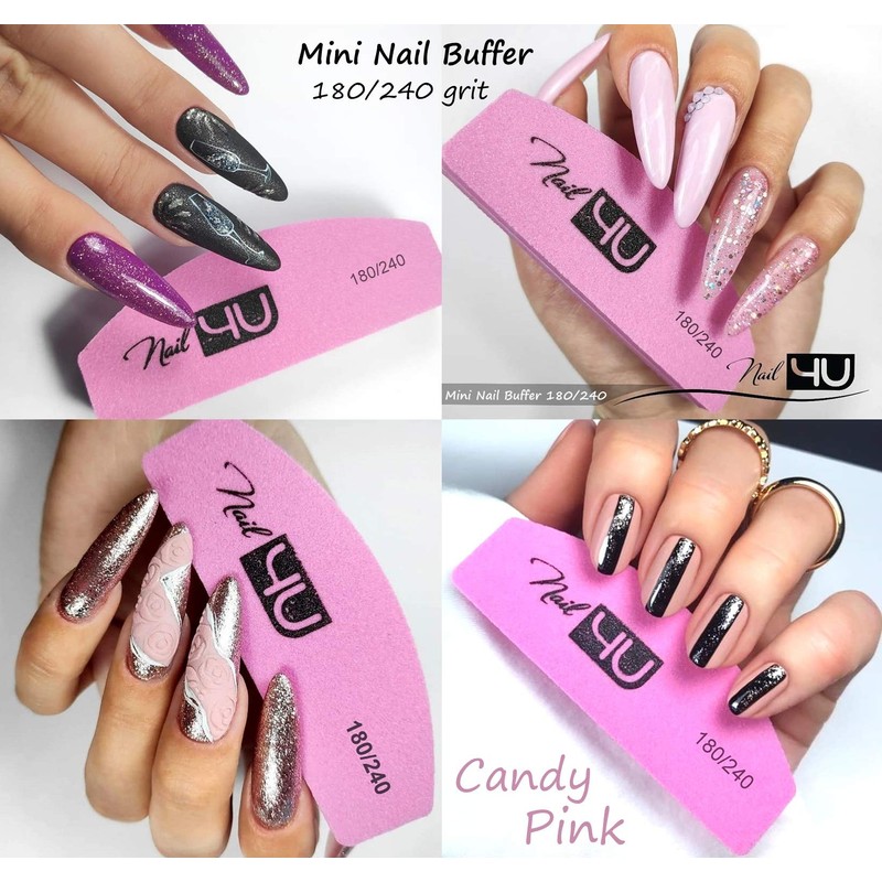 2Pcs Nail Buffers Half Moon Shape Double Sided 180/240 grit