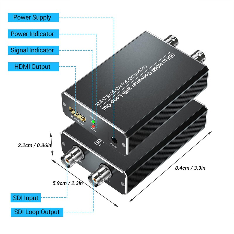 MISOTT SDI to HDMI Converter with SDI Loop-Out, 1080P SDI