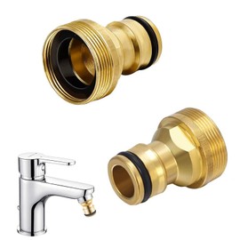Pack of 2 Universal Tap Connectors Garden Hose Connector M22 Female Thread M24 Male Thread Tap Connector Tap Adapter Brass Tap Connector Tap Adapter for Garden Kitchen Washing Machine