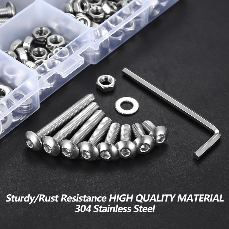 M5 Screws Set, 279 Pcs Nuts and Bolts Set, Hex