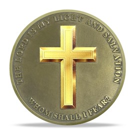 RYUKENLM David and Goliath Christian Challenge Coin Psalm 27:1 Verse Token Religiou Faith Coins Inspirational Christian Gift for Men Women