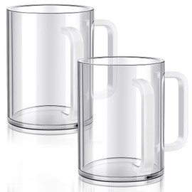 Dingion 2 Pcs Judaica Hand Washing Cup with Dual Handles Washing Cup for Netilat Yadayim 5" Acrylic Clear Negel Vasser Wash Cup for the Jewish Ritual Kohanim Holiday Gifts (White Handle)