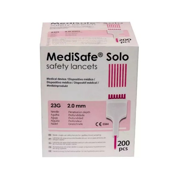 Lancetas Retráctil Medisafe Solo 23g Caja Con 200 Piezas Color