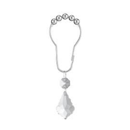 SUQ I OME Shower Curtain Hooks Rings for Bathroom,Set of 12 Maple Leaf Crystal Bead Stainless Steel Clear Shower Curtain Rings for Shower Curtains