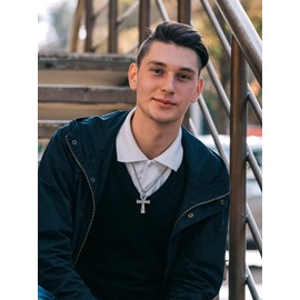 Richsteel Stainless Steel Ankh Cross Necklace Ancient Egyptian Hieroglyphic Cross Pendant with Chain