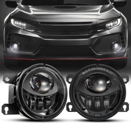 4X4FLSTC New LED Fog Lights Assembly Compatible with Honda Sedan models 2013-2021 Civic, 2015-2020 Fit, 2019-2020 HR-V, 2013-2015 Accord Replacement Driving lights Fog Lamps DOT Approved Black 1 Pair