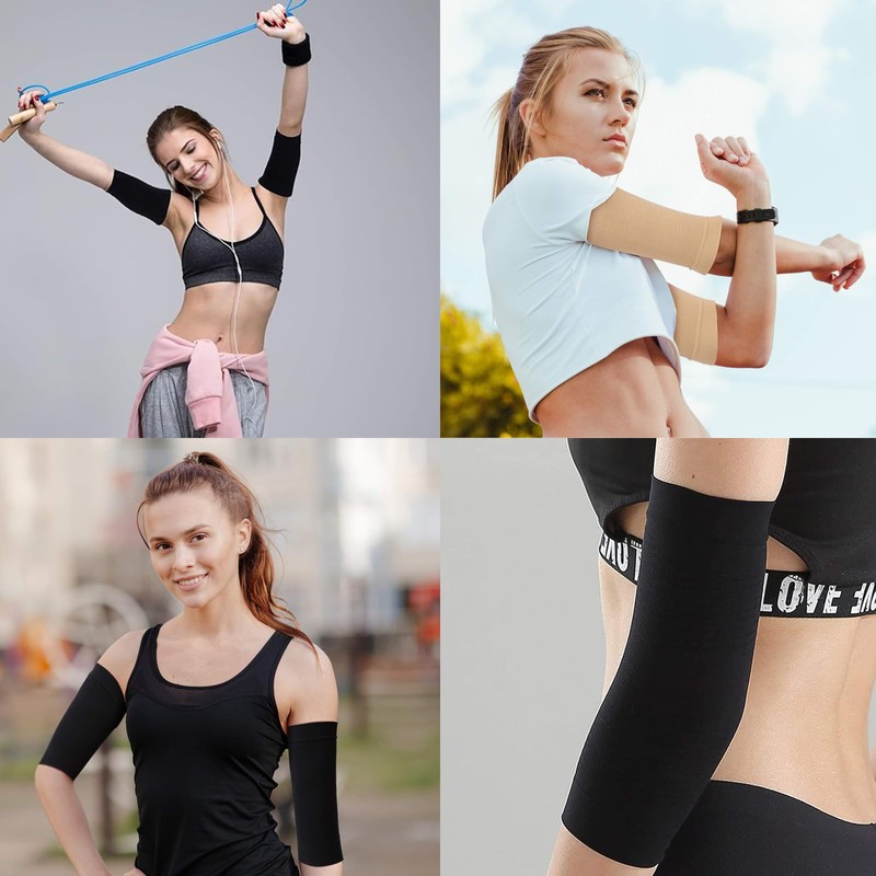 DHWEKU 2 Pairs Compression Arm Sleeves Lymphedema Arm Warmer Shaper