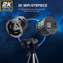 Telescope Electronic Eyepiece, 4MP Digital Eyepiece Camera Telescope Image HD Amplifier, 2K Video Recording Via App for 24-50mm Optical Telescope and Microscope (No Memory)