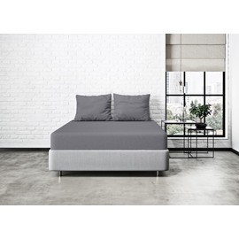 MISTRAL HOME Fitted Sheet Percale Plain Flat Sheet Egyptian Cotton 90 x 190-100 x 200 / 140-160 x 200 / 180-200 x 200 cm, Colour: Dark Grey, Size: 140 x 200 cm