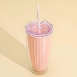 IOLOYU Water Bottle, 24.3 fl oz (720 ml), Tumbler with Lid, Drinking Straw, No Spill Tumbler, BPA Free, Lightweight, Large Capacity, Washable Water Bottle, Lightweight, Cute Tumbler, Double Plastic