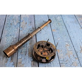 NAUTICAL COLLECTION | 5 inches Steampunk Sundial Compass Beautiful in Wood Case | Unique Vintage Gift