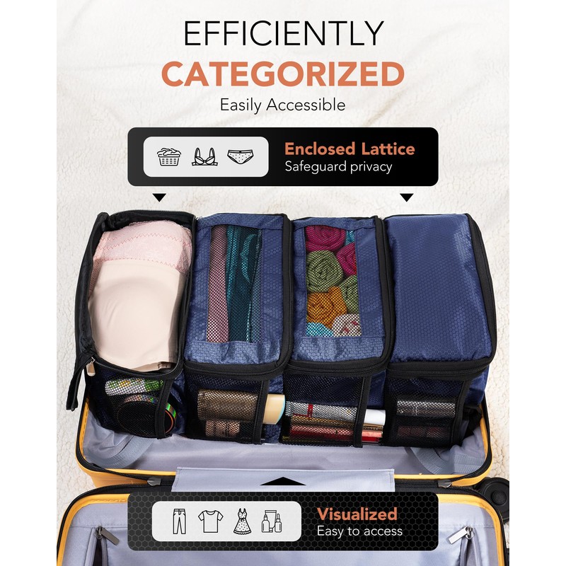 Vokelater Suitcase Organizer, Travel Luggage Organizer Hanging Shelves Packing Cube