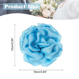 PATIKIL Silk Satin Flower Brooch Pin 4", Large Peony Floral Lapel Pin for Women Wedding Party Birthday Dance Banquet Dress Clothes Hat Bag Decoration, Blue