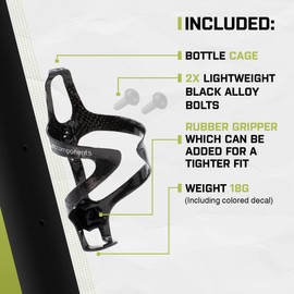 JRC Components Kaze Carbon Bottle Cages | Lightweight Open Water Bottle Cage 18g | Suitable for 500ml-750ml Cycling Water Bottle | Compatible with TacX, Elite, Zéfal, Camelbak (Gloss Red)