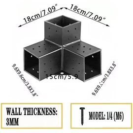 SSKFerier Pergola Brackets Kit 4x4 Woodworks DIY 3-Way Right Angle Corner Bracket for Extension Elevated Wood Stand, Pergola Corner Brackets 4x4