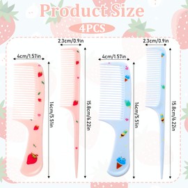 4 Pcs Girls Boys Hair Brush Kids Hairs Brushes Set Fashion Kids Hair Brushes Plastic Fine Tooth Rat Tail Combs for Girls Curly Straight Long Hairs, Blue + Pink