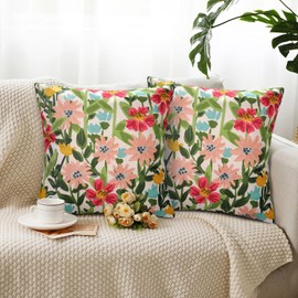 Aisybaklyn Cushion Cover 45 x 45 cm Outdoor Cushion Covers Waterproof Decorative Cushion Covers Sofa Cushion for Bench Cushion Spring Outdoor Cushion Summer Decorative Cushion Pink Cushion Flower