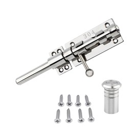 YAZREM Slide Bolt Gate Latch Thickened 304 Stainless Steel Latches Heavy Duty Safety Barrel Bolt Door Lock with Padlock Hole and Dust Canister for Wooden Fence, Yard Door, Barn Door, Shed Door