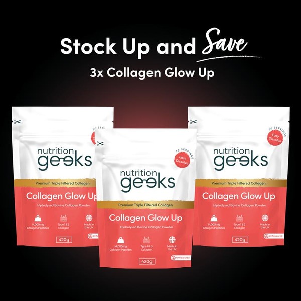 3 Packs of Collagen Glow Up Powder (3 Month Supply)