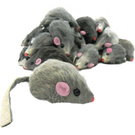Labriciyon 5 Pcs Gray Fur Rattle Mouse Cat Toy Mice Animal Toy Pet Supplies Furry Play Combo - Cat Toy Mix
