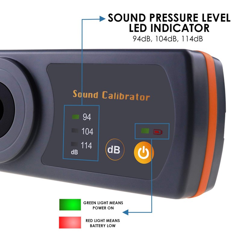 Precise Sound Level Calibration: 94dB, 104dB, 114dB Calibrator for Professional