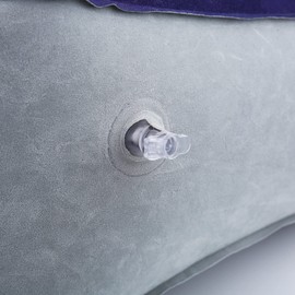 Inflatable Flocked Footrest, Footrest, Cushion, Cushion with Air Pump for Travel, Home, Office, etc. (Grey Blue)