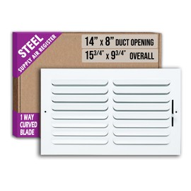 Fits 14x8 Duct Opening 1 Way Fixed Curved Blade Air Supply Diffuser by Handua | Register Vent Cover Grille for Sidewall and Ceiling | White | Outer Dimensions: 15.75" X 9.75"