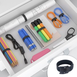 SUTOUG 60PCS 6 Inch Reusable Cable Ties Black, Adjustable Cable Straps, Cable Tie Management, Cable Tidy for Desktop Charging Cables, Home and Office