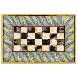MACKENZIE-CHILDS Washable Rug, Decorative Indoor Rug, 2' x 3', Purple-and-Green Courtly Check