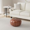 Marrakesh Gallery Genuine Leather Round Pouf Cover - Handmade Moroccan