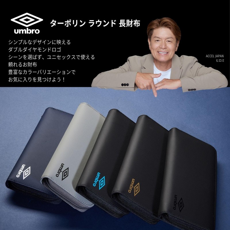 Umbro Tarpaulin Round Zip Long Wallet, Black/blue