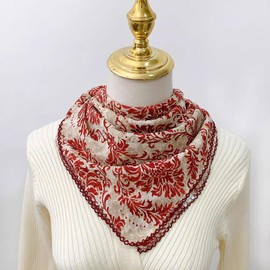 Pemilosci Large Cotton Bandana Headband, Head Wrap, Protective Coverage, Hair Neck Scarf for Women 28 x 28 inch (S22-Leaf Vein - Grey