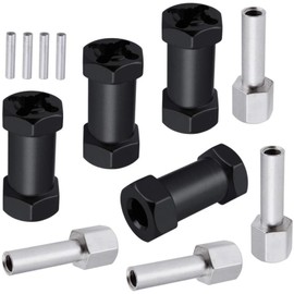 4-Pack HobbyPark RC Wheel Spacers 12mm Hex Drive Hubs Combiner Coupler Aluminum 25mm Offset Extension for 1/10 RC Crawler Car Parts (Black)