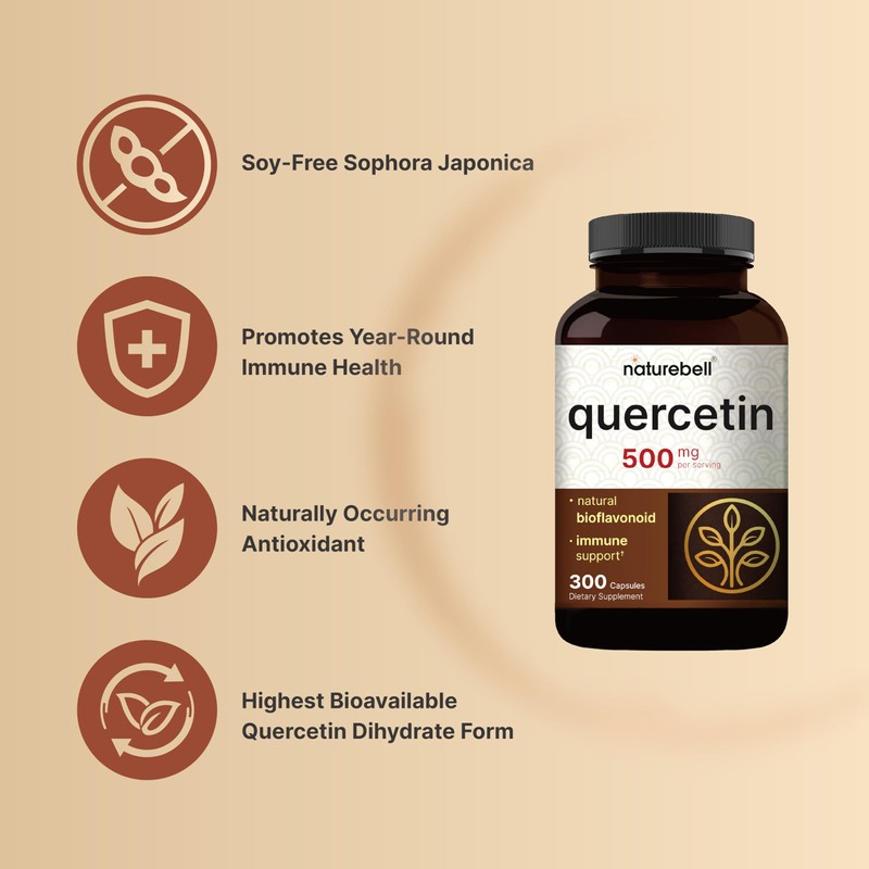 NatureBell Quercetin 500mg Per Serving, 300 Capsules | Ultra Strength