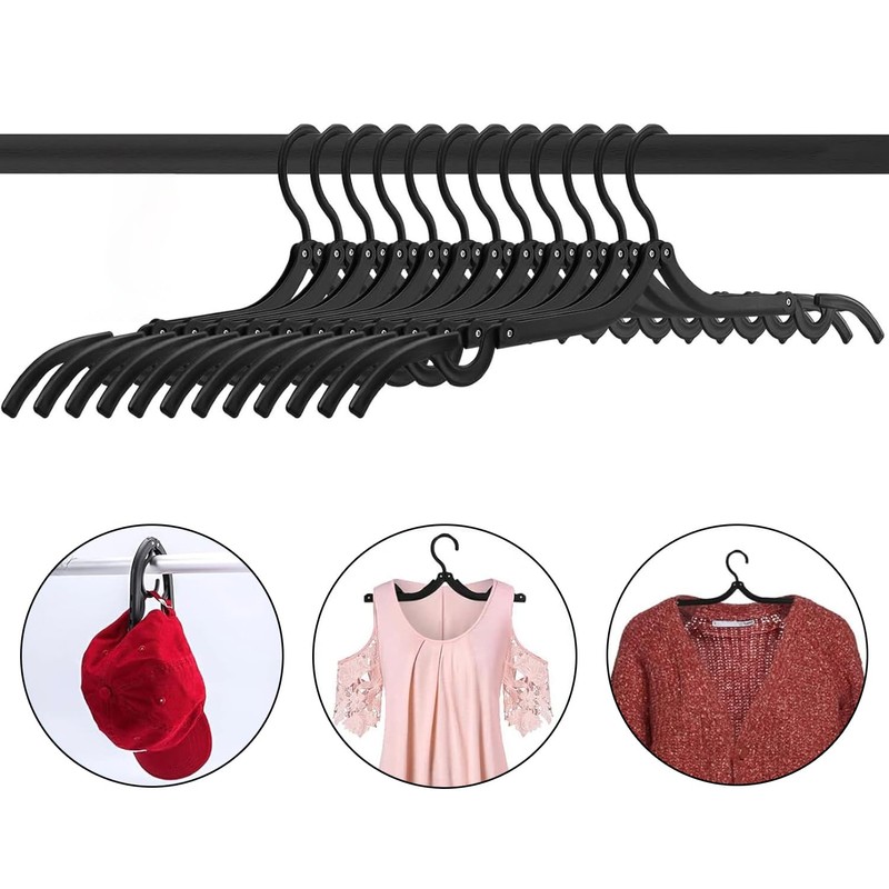 Travel Folding Hanger Household Multifunctional Portable Hanger (Black)