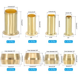 PATIKIL 120Pcs Brass Compression Fittings Assortment Kit, 1/4" 5/16" 3/8" 1/2" Compression Sleeves Ferrules Inserts Nuts for Connecting Air, Fuel, Water, Oil and Inert Gases