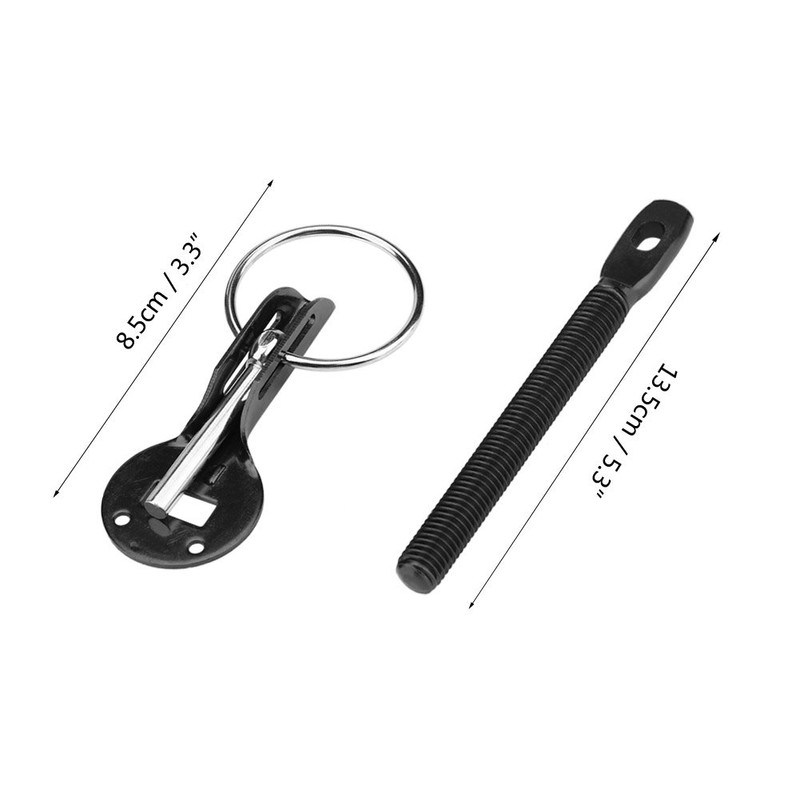 Universal Bonnet Pin Kit - Black, Lock Latch for Racing