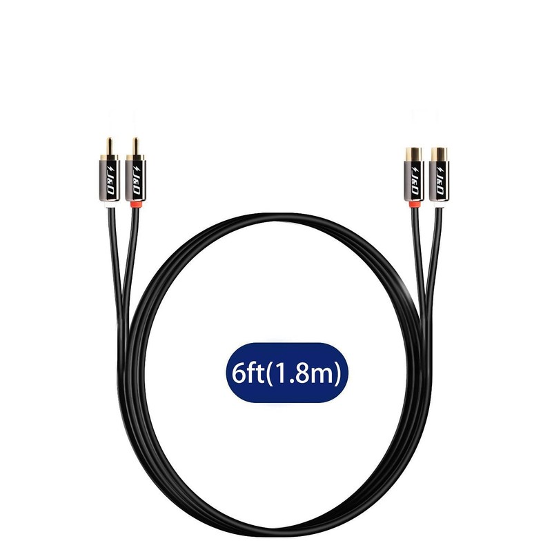 J&D 2 RCA Extension Cable, RCA Cable, Gold Plated Copper