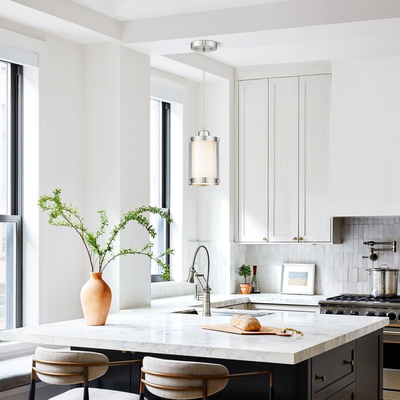 Osimir Brushed Nickel Pendant Lights Kitchen Island 3 Pack, Modern