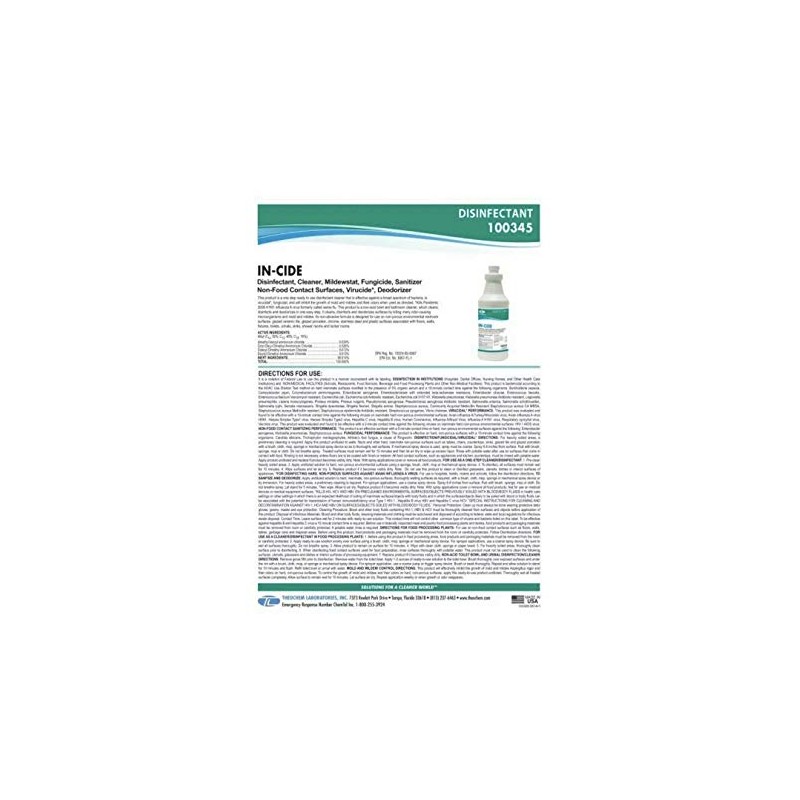 Theochem Laboratories in-Cide Multi Surface Fresh Disinfectant Cleaner (1 Gallon)