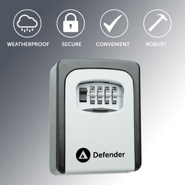 Defender Combination Dial Key Safe - Wall Mount Key Lock Outdoor Key Box - Waterproof - Free Fixing Kit - Key Cabinet Key Safe Box